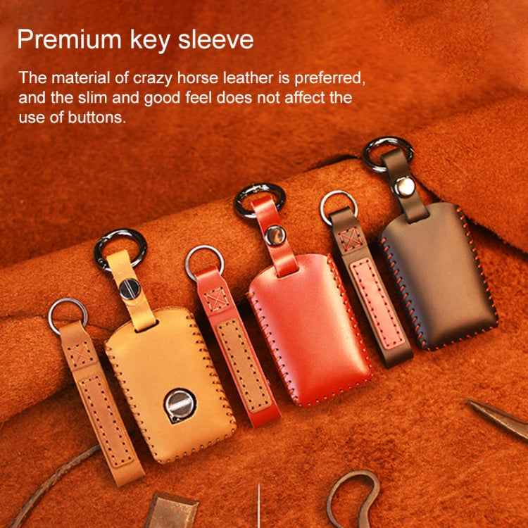 For Volvo Single Slit Style Car Cowhide Leather Key Protective Cover Key Case