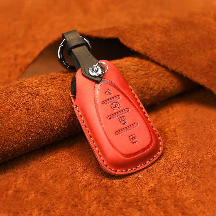 For Chevrolet Car Cowhide Leather Key Protective Cover Key Case, Four Keys Version