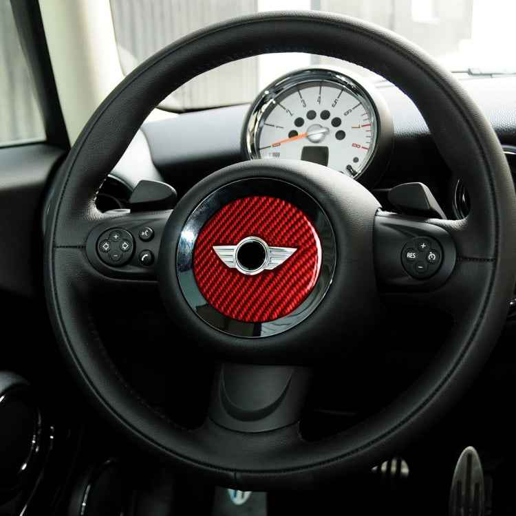 Car Carbon Fiber Steering Wheel Logo Decorative Sticker for BMW Mini Cooper Countryman F60 F55 F56, Left and Right Drive Universal