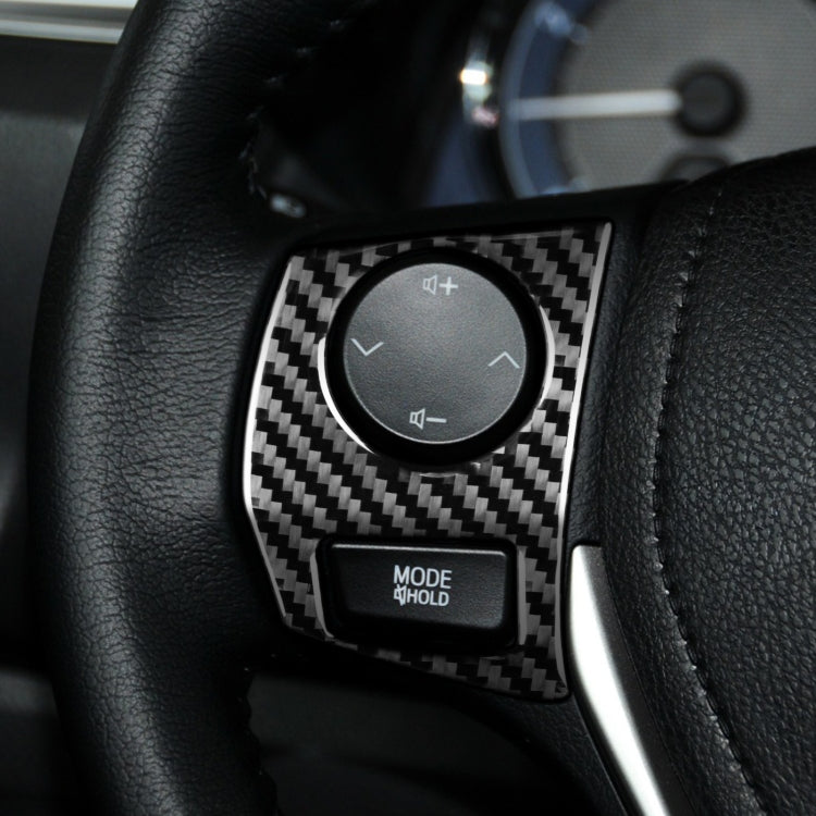Car Carbon Fiber Steering Wheel Button Frame Decorative Sticker for Toyota Corolla / Levin 2014-2018, Left and Right Drive Universal