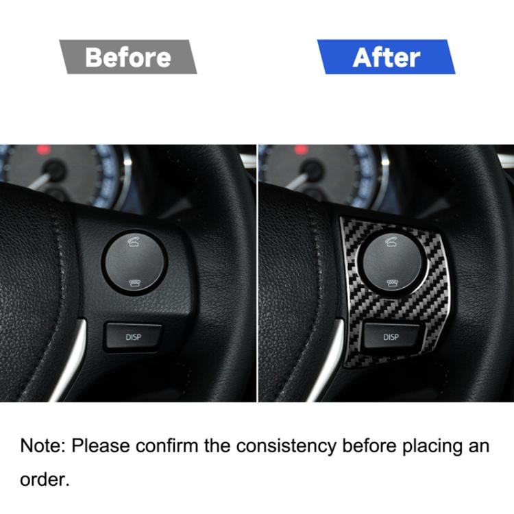 Car Carbon Fiber Steering Wheel Button Frame Decorative Sticker for Toyota Corolla / Levin 2014-2018, Left and Right Drive Universal, Steering Wheel Button Frame
