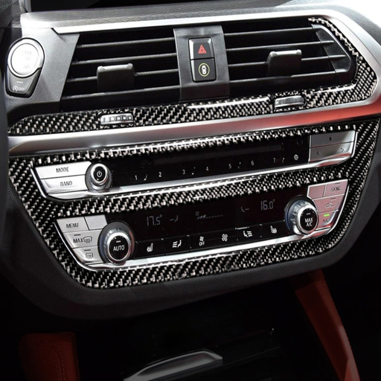 Car Carbon Fiber Air Conditioner CD Control Panel M Performance Decorative Sticker for BMW G01 X3 2018-2020 / G02 X4 2019-2020, Left and Right Drive Universal