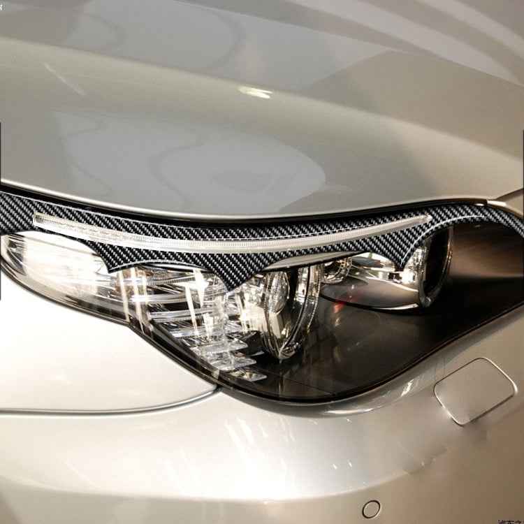 2 PCS / Set Carbon Fiber Car Lamp Eyebrow Decorative Sticker for BMW E60 5 Series 2004-2010, Drop Glue Version