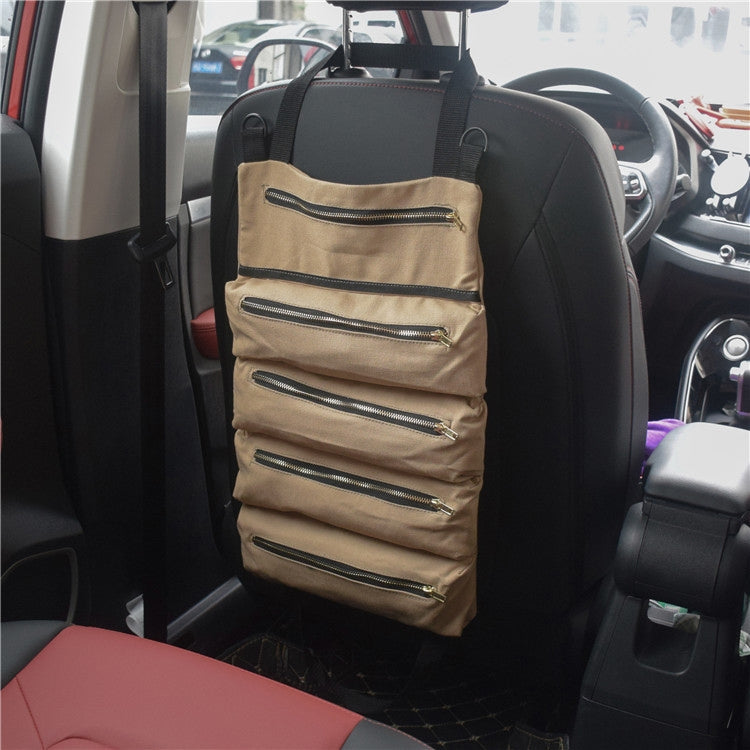 Car Auto Multi-function Canvas Storage Bag Portable Tool Bag Hanging Pocket Bag, Multi-function Army Green, Multi-function Khaki