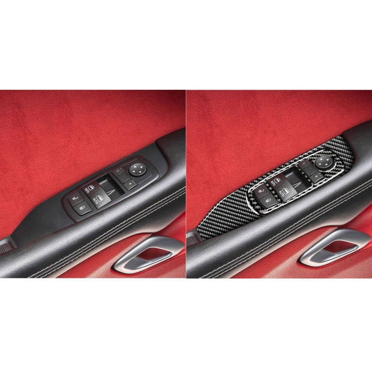 Carbon Fiber Car Window Lift Set Decorative Sticker for Dodge Challenger 2015 to Now, Left Driving, Window Lift Set