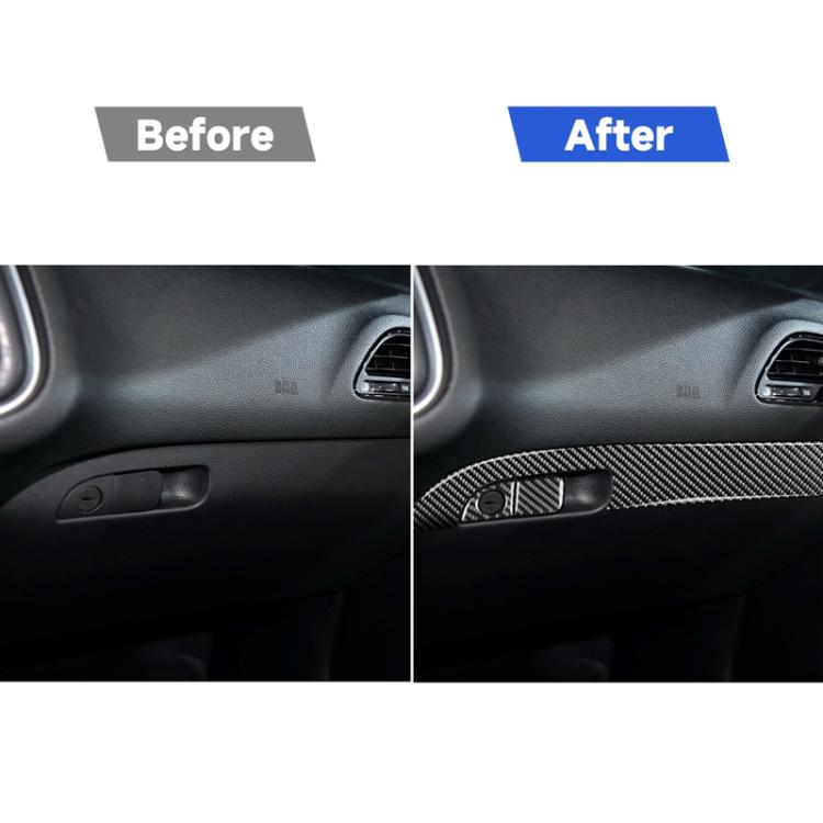 Carbon Fiber Car Co-pilot Storage Box Set Decorative Sticker for Dodge Challenger 2015 to Now, Left Driving, Co-pilot Storage Box Set