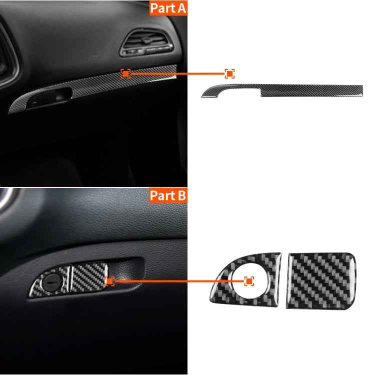 Carbon Fiber Car Co-pilot Storage Box Set Decorative Sticker for Dodge Challenger 2015 to Now, Left Driving