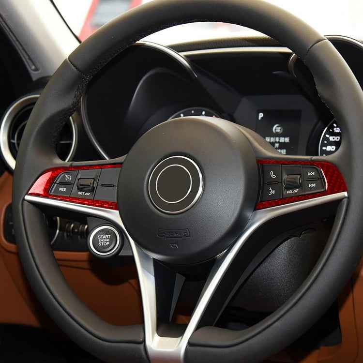 2 PCS / Set Carbon Fiber Car Steering Wheel Button Panel Decorative Sticker for Alfa Romeo Giulia 2017-2019,Left and Right Drive Universal