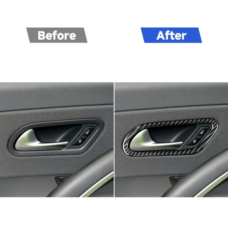 2 PCS / Set Carbon Fiber Car Inner Door Handle Decorative Sticker for Volkswagen Scirocco 2009-2016,Left and Right Drive Universal, Inner Door Handle
