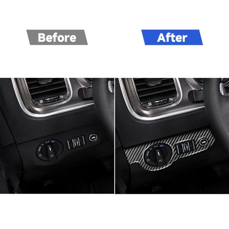 Carbon Fiber Car Headlight Switch Panel Decorative Sticker for Dodge Challenger 2015 to Now, Left Driving, Headlight Switch Panel