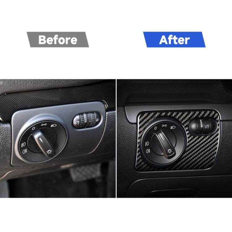 Carbon Fiber Car Headlight Switch Panel Decorative Sticker for Volkswagen Golf 6 2008-2012, Left Driving, Headlight Switch Panel, Left Driving