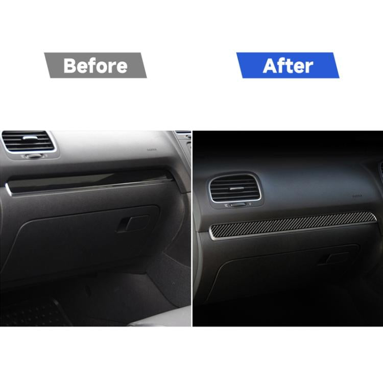 Carbon Fiber Car Central Control Strip Decorative Sticker for Volkswagen Golf 6 2008-2012, Right Driving, Central Control Strip, Right Driving
