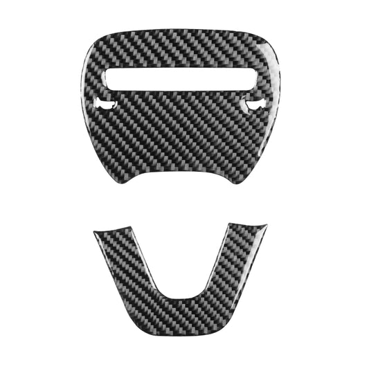 2 PCS / Set Carbon Fiber Car Steering Wheel Logo + Chin Decorative Sticker for Dodge Challenger 2015 to Now, Left Driving, Steering Wheel Logo + Chin