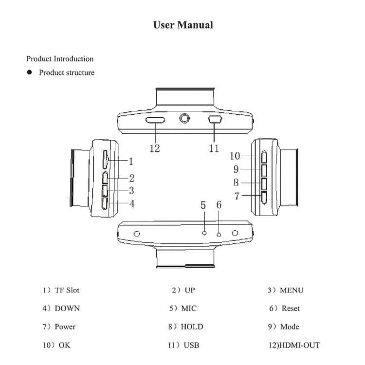 F9 Car Front and  Inner Dual Camera HD Infrared Night Vision Car Driving Recorder