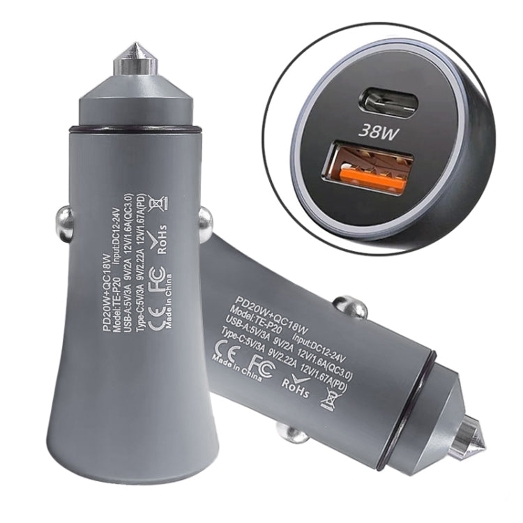 PD 20W Aluminum Alloy Dual Interface Car Fast Charger