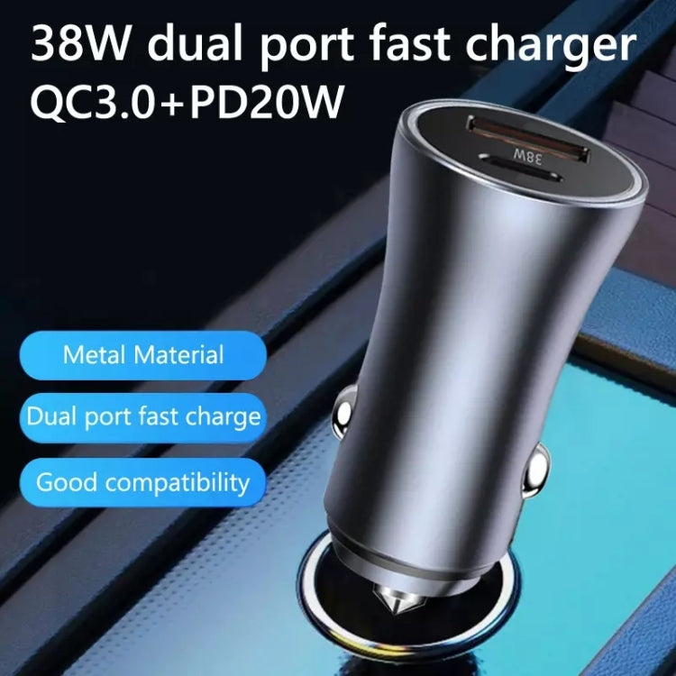 PD 20W Aluminum Alloy Dual Interface Car Fast Charger