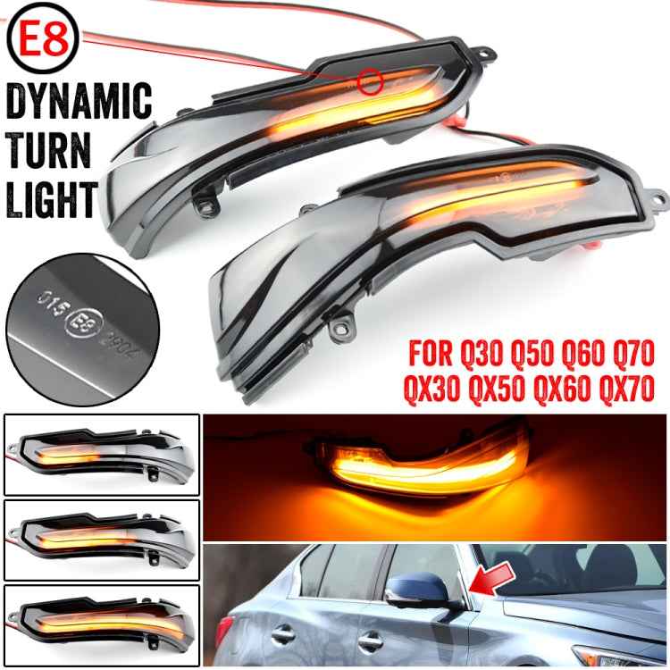 1 Pair For Infiniti Q30 2016-2019 Car Dynamic LED Turn Signal Light Rearview Mirror Flasher Water Blinker