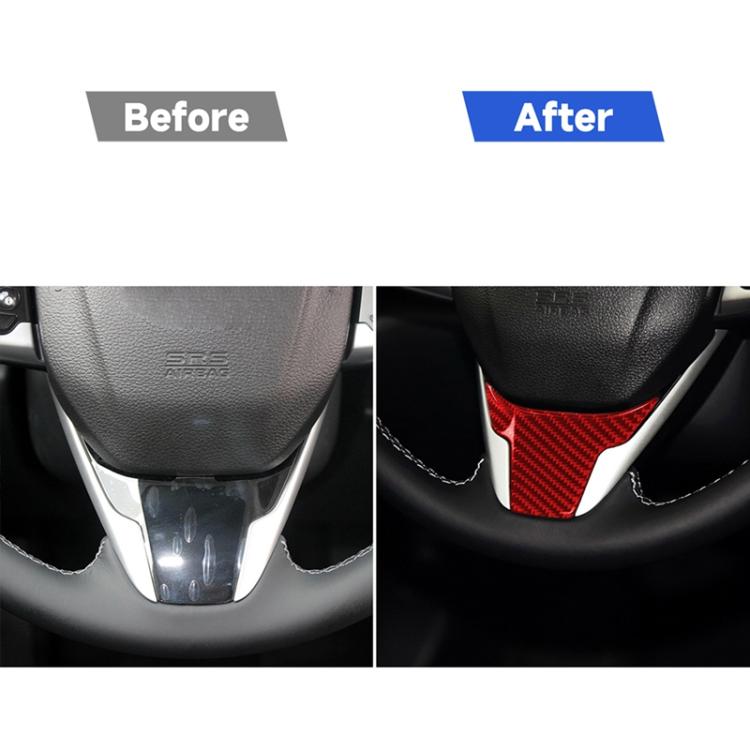 Car Carbon Fiber Steering Wheel Decorative Sticker for Honda Tenth Generation Civic 2016-2019, Left and Right Drive Universal, Steering Wheel