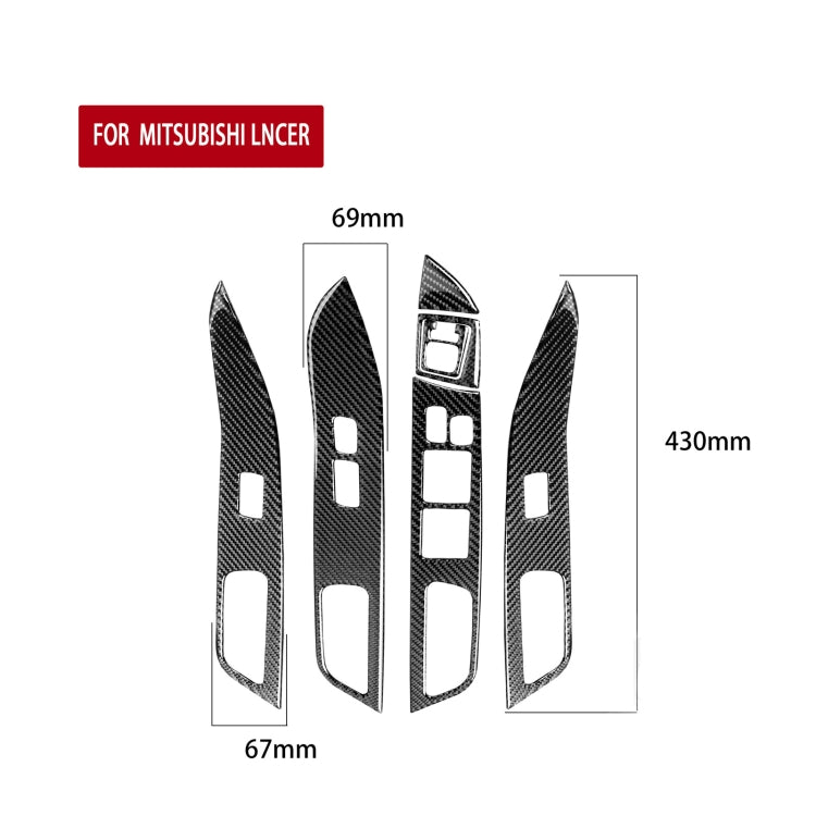 6 PCS Car Carbon Fiber Glass Lift Panel Decorative Sticker for Mitsubishi Lancer EVO 2008-2015, Right Drive, Glass Lift Panel, Right Drive