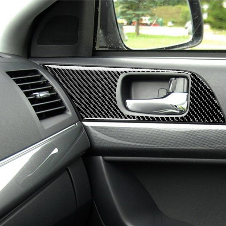 2 PCS Car Carbon Fiber Door Handle Panel Decorative Sticker for Mitsubishi Lancer EVO 2008-2015, Left and Right Drive Universal