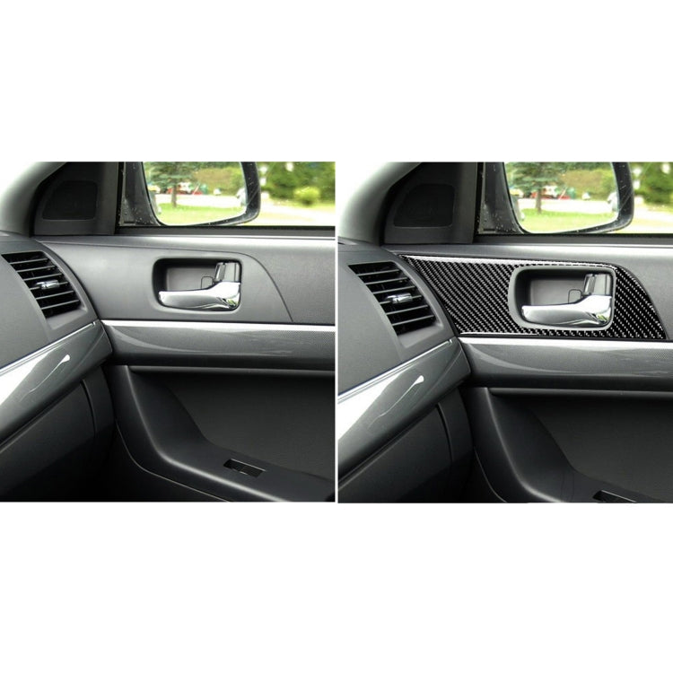 2 PCS Car Carbon Fiber Door Handle Panel Decorative Sticker for Mitsubishi Lancer EVO 2008-2015, Left and Right Drive Universal