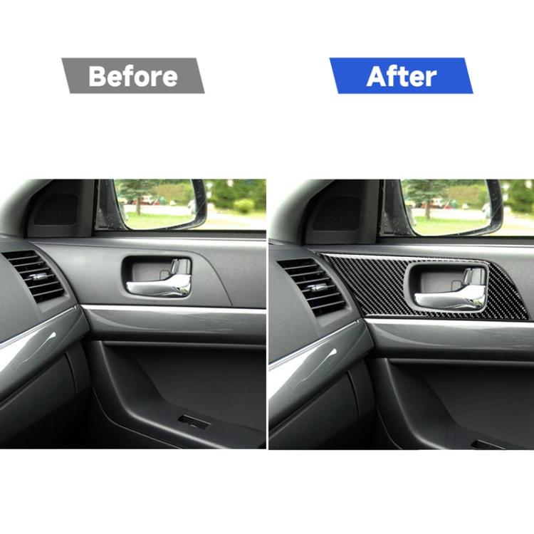 2 PCS Car Carbon Fiber Door Handle Panel Decorative Sticker for Mitsubishi Lancer EVO 2008-2015, Left and Right Drive Universal, Door Handle Panel