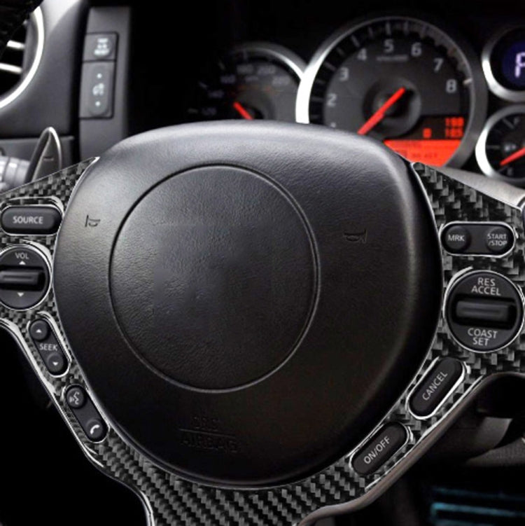 Car Carbon Fiber Steering Wheel Buttons Decorative Sticker for Nissan GTR R35 2008-2016, Left and Right Drive Universal