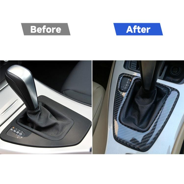 Carbon Fiber Car Left Driving Gear Panel Decorative Sticker for BMW E90 / E92 2005-2012, Suitable for Left Driving, Left Driving Gear Panel