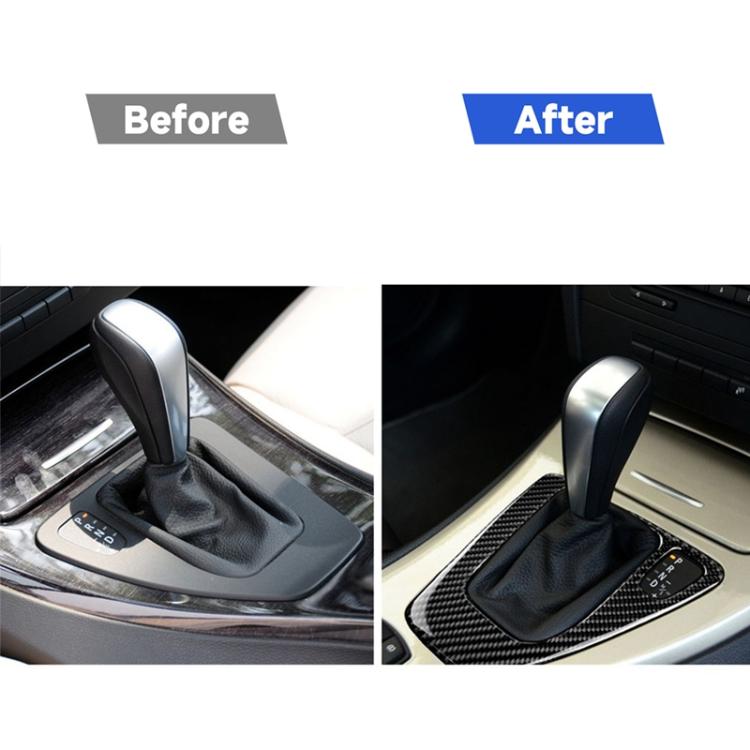 Carbon Fiber Car Right Driving Gear Panel Decorative Sticker for BMW E90 / E92 2005-2012, Right Driving Gear Panel