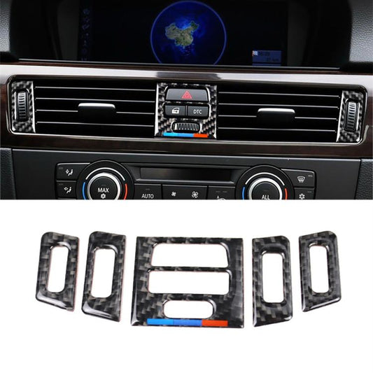 5 PCS High Matching Three Color Carbon Fiber Car Air Outlet Decorative Sticker for BMW E90 / E92 / E93 2005-2012, High Matching Air Outlet (Three Color)