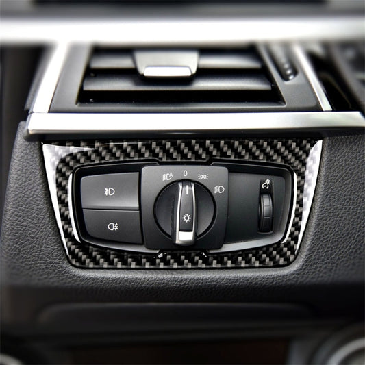 Carbon Fiber Car Headlight Switch Decorative Sticker for BMW F30 2013-2017 / F34 2013-2017, Headlight  Switch
