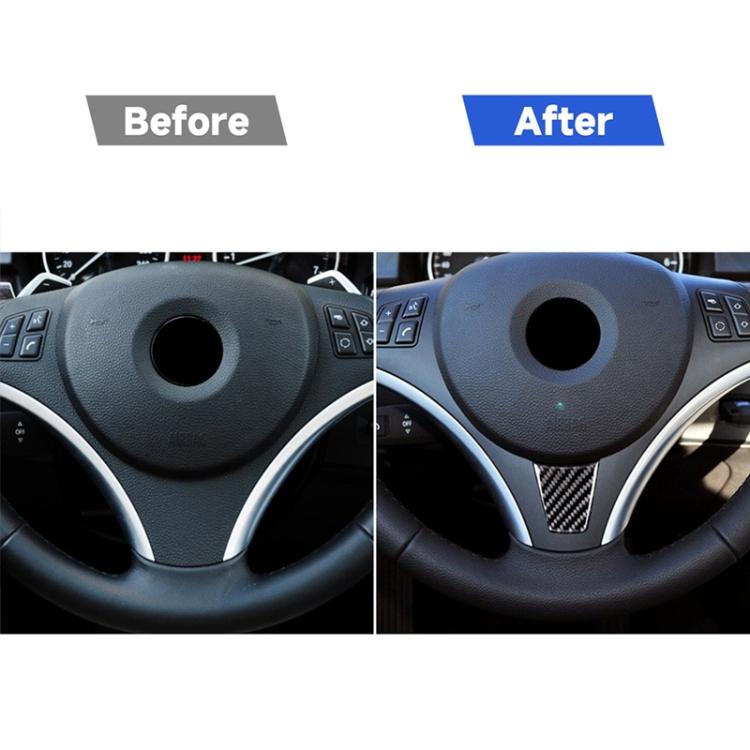 Large A Version Carbon Fiber Car Steering Wheel Decorative Sticker for BMW E90 2005-2012, Steering Wheel