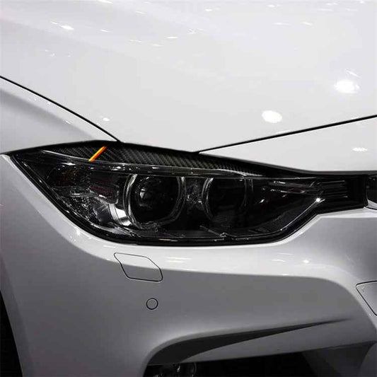 1 Pairs Yellow Red Color Carbon Fiber Car Lamp Eyebrow Decorative Sticker for BMW F30 2013-2015