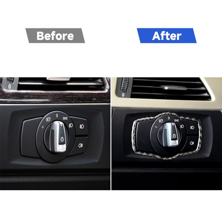 Carbon Fiber Car Headlight Switch Decorative Sticker for BMW E90 / E92 / E93 2005-2012 / 320i / 325i, Thin Version, Headlight Switch