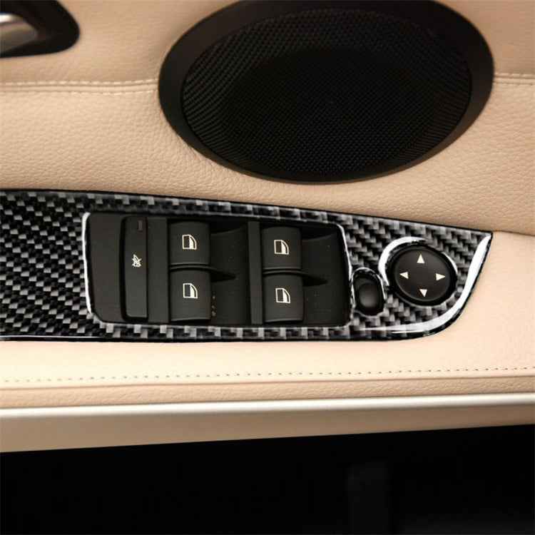 4 PCS Carbon Fiber Car Left Driving Lifting Panel Decorative Sticker without Folding for BMW E90 / 320i / 325i, Diameter: 37.8cm