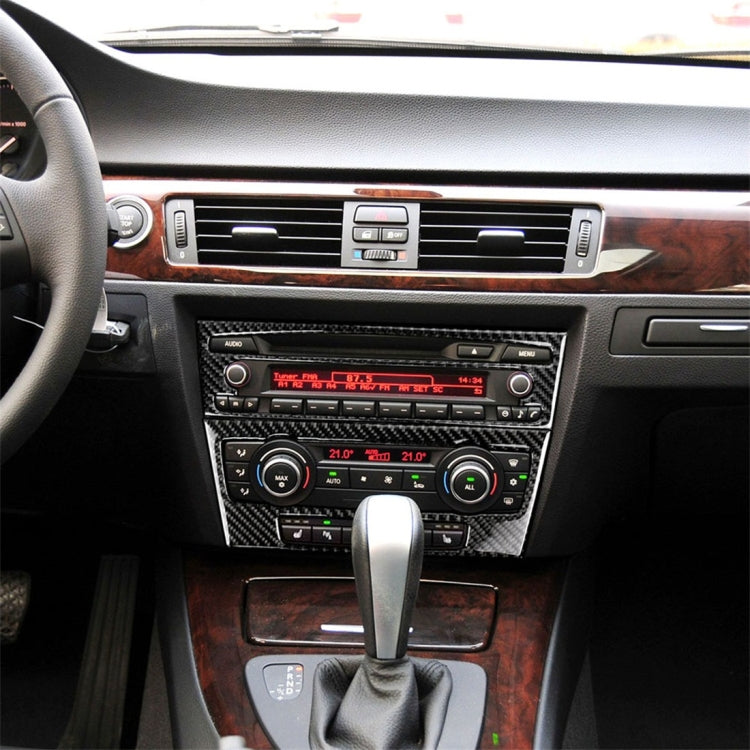 Carbon Fiber Car Central Control CD Panel Decorative Sticker for BMW E90 / E92 2005-2012, Non Navigation with Hole
