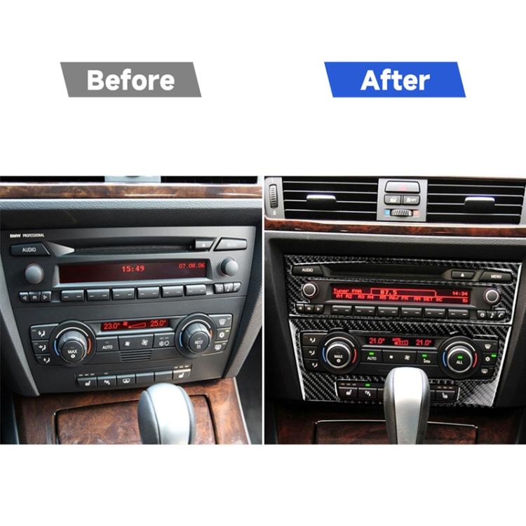 Carbon Fiber Car Central Control CD Panel Decorative Sticker for BMW E90 / E92 2005-2012, Non Navigation with Hole, CD Panel(Non Navigation with Hole)