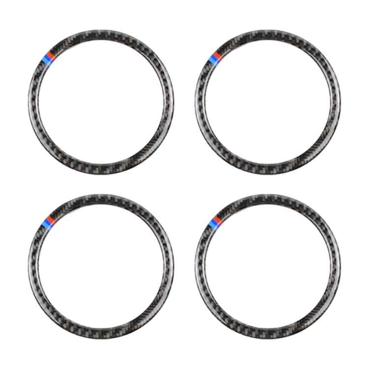 4 PCS Carbon Fiber Car Horn Ring Decorative Sticker for BMW F30 2013-2018 / F34 2013-2017