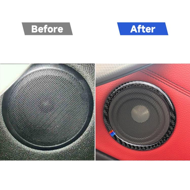 4 PCS Carbon Fiber Car Horn Ring Decorative Sticker for BMW F30 2013-2018 / F34 2013-2017, Horn Ring(Three Color), Horn Ring