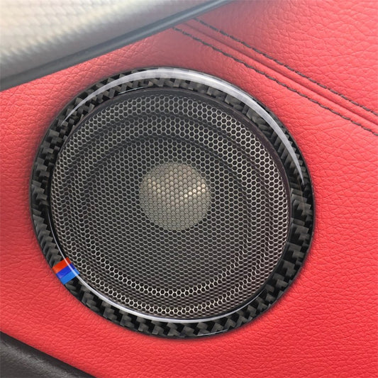 4 PCS Carbon Fiber Car Horn Ring Decorative Sticker for BMW F30 2013-2018 / F34 2013-2017, Horn Ring(Three Color), Horn Ring