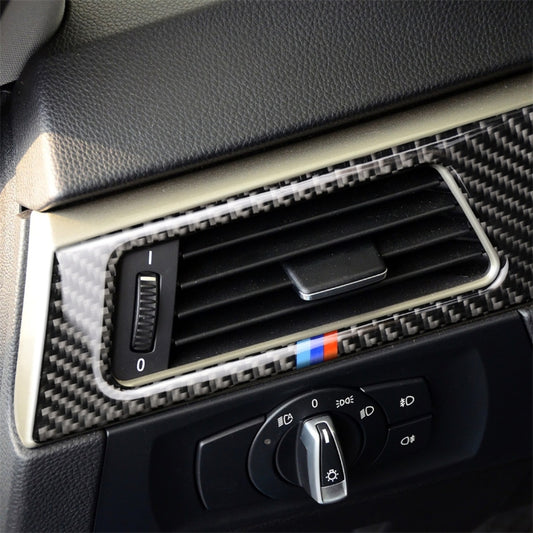 Three Color Carbon Fiber Car Left Air Outlet Panel Decorative Sticker for BMW E90 E92 E93 2005-2012, Suitable for Left Driving, Left Air Outlet Panel