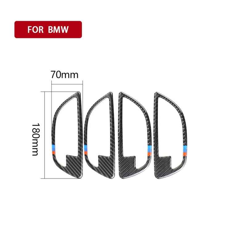 4 PCS Carbon Fiber Car Door Handle Frame Decorative Sticker for BMW 5 Series F10 2011-2017