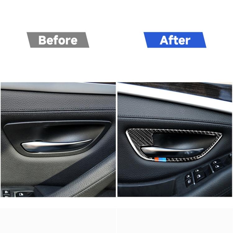 4 PCS Carbon Fiber Car Door Handle Frame Decorative Sticker for BMW 5 Series F10 2011-2017, Door Handle Frame(Three Color), Door Handle Frame