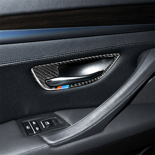 4 PCS Carbon Fiber Car Door Handle Frame Decorative Sticker for BMW 5 Series F10 2011-2017, Door Handle Frame(Three Color), Door Handle Frame