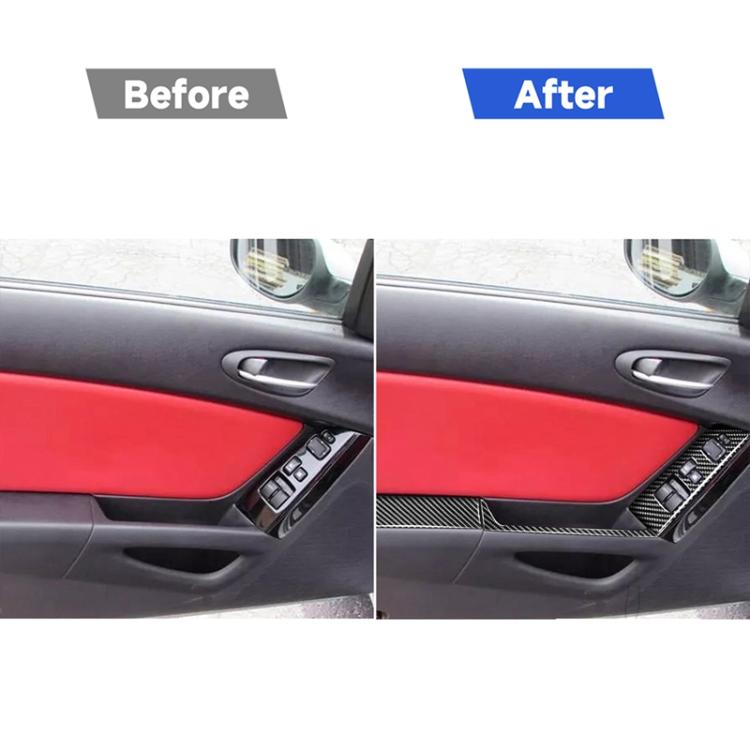 6 in 1 Car Carbon Fiber Left and Right Driving Seat Lift Decorative Sticker for Mazda RX8 2004-2008, Left Drive High-configured, Left and Right Driving Seat Lift, Left Drive High-configured