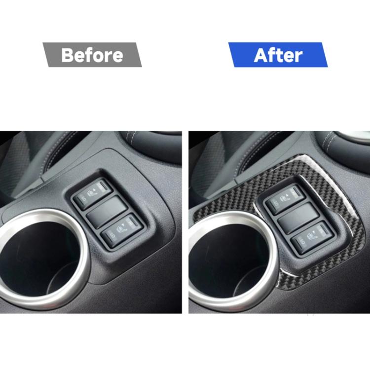 Car Carbon Fiber Central Control Heating Button Decorative Sticker for Nissan 370Z Z34 2009-, Left and Right Drive Universal, Central Control Heating Button