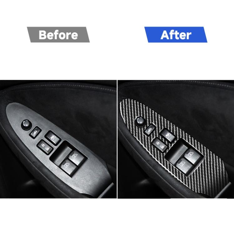 2 PCS Car Carbon Fiber Window Lift Panel Decorative Sticker for Nissan 370Z Z34 2009-, Right Drive Low-configured, Window Lift Panel Right Drive