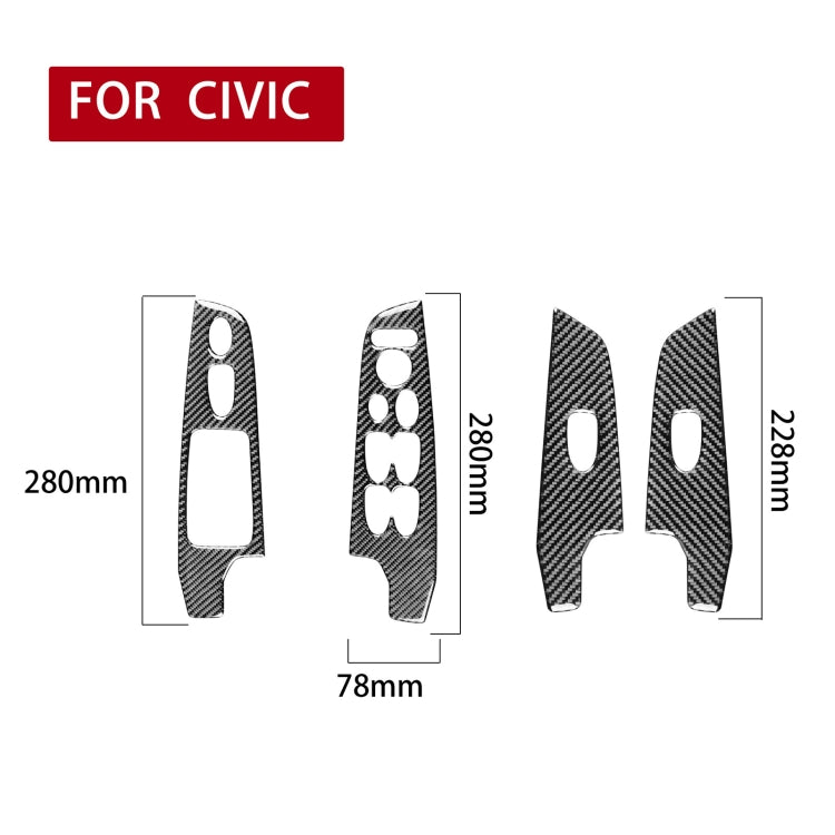 4 in 1 Car Carbon Fiber Glass Lift Panel Decorative Sticker for Honda Civic 8th Generation 2006-2011, Right Drive, Glass Lift Panel, Right Drive