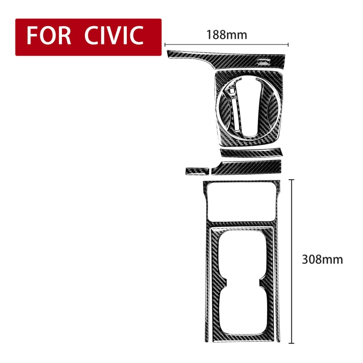 10 in 1 Car Carbon Fiber Automatic Gear + Water Cup Holder Decorative Sticker for Honda Civic 8th Generation 2006-2011, Left Drive, Automatic Gear + Water Cup Holder, Left Drive