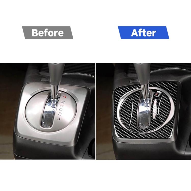 4 in 1 Car Carbon Fiber Automatic Gear Set Decorative Sticker for Honda Civic 8th Generation 2006-2011, Right Drive, Automatic Gear Set, Right Drive